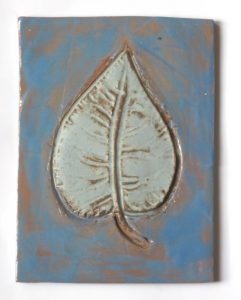 Martine Farge - de Rosny, Feuille verte, céramique, 16 x 12 cm